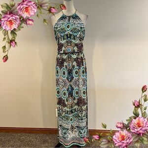 Bisou Bisou Halter Neck Maxi Sleeveless‎ Dress - Multicolor